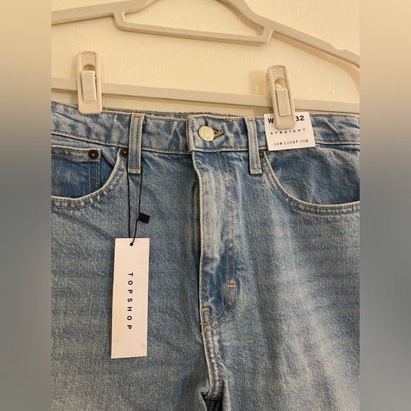 Topshop Straight Raw Hem Jeans Light Wash Sz 27 - Picture 3 of 6